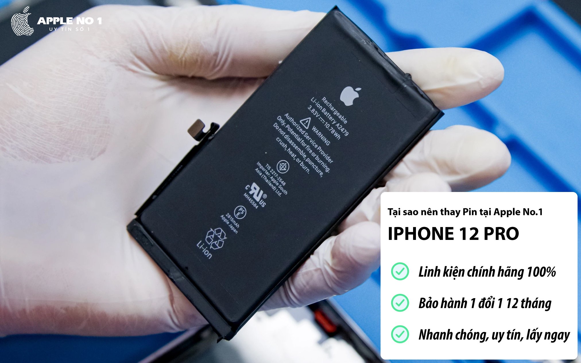 Thay pin iPhone 12 Pro chính hãng, lấy ngay tại Apple No.1