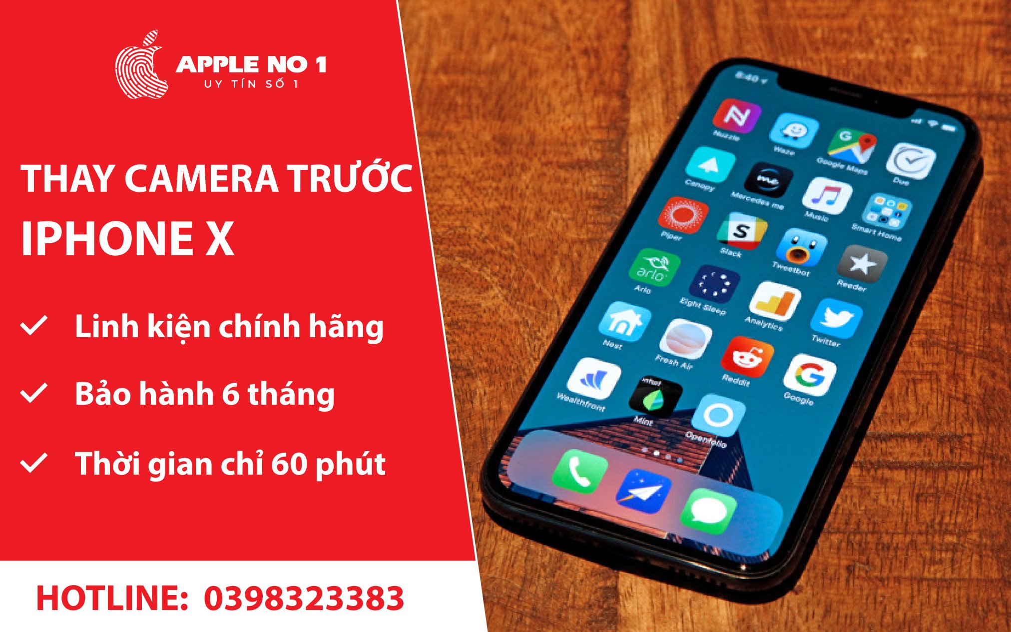 thay camera truoc iphone x chinh hang tai cua hang sua chua iphone apple no.1